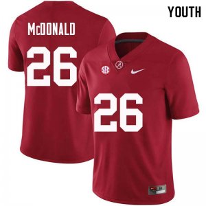 NCAA Youth Alabama Crimson Tide #26 Kyriq McDonald Stitched College Nike Authentic Crimson Football Jersey EC17P61CI